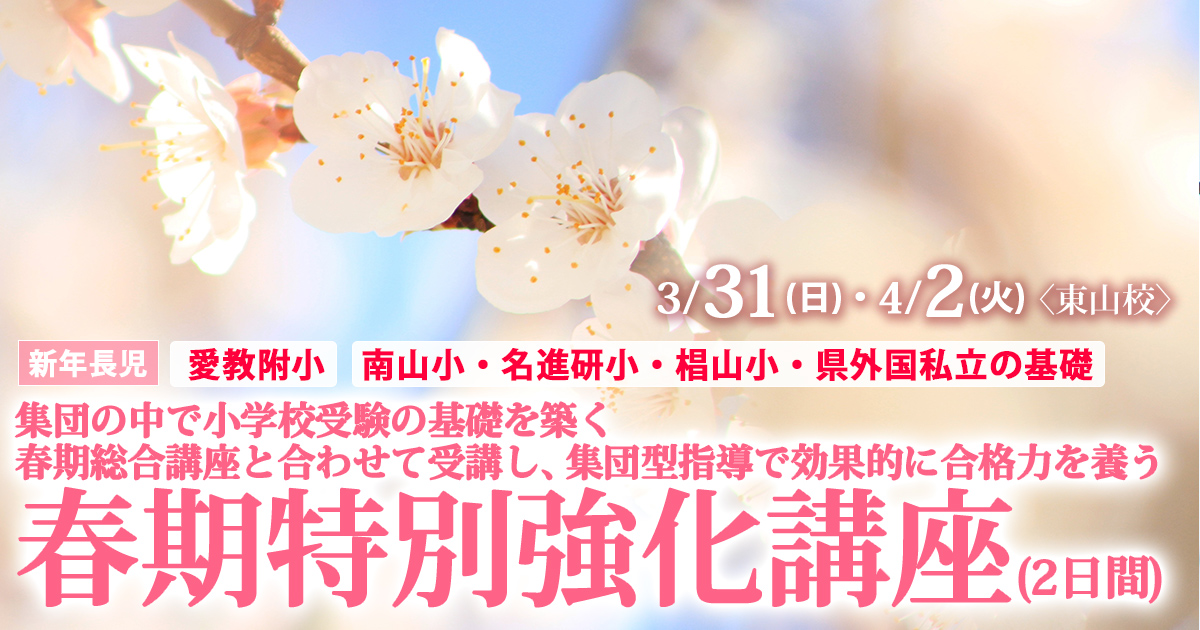 新年長児対象〉集団の中で小学校受験の基礎を築く『春期特別強化講座